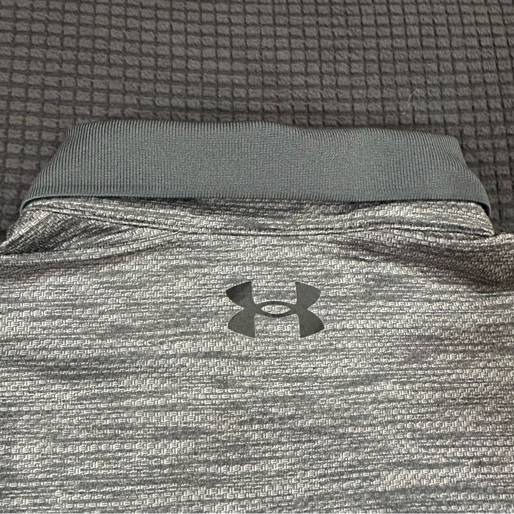 Under Armour Gray Performance Polo Shirt Men’s Medium Stretch Athletic Golf Top - Picture 7 of 8